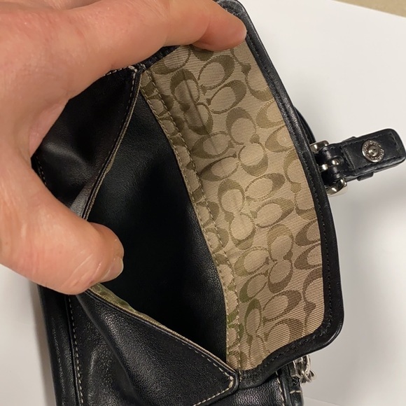 Coach Large Black Leather Wristlet - Picture 3 of 7